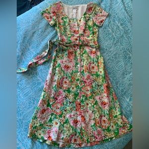 Coldwater creek linen/rayon floral dress. Size 6